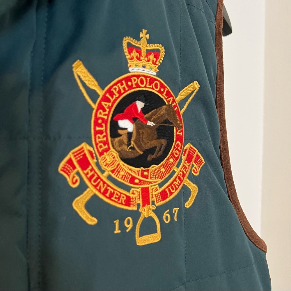 Vintage Polo Ralph Lauren Bleecker Vest Men’s Small Green Hunter Jumper Logo - Picture 8 of 16
